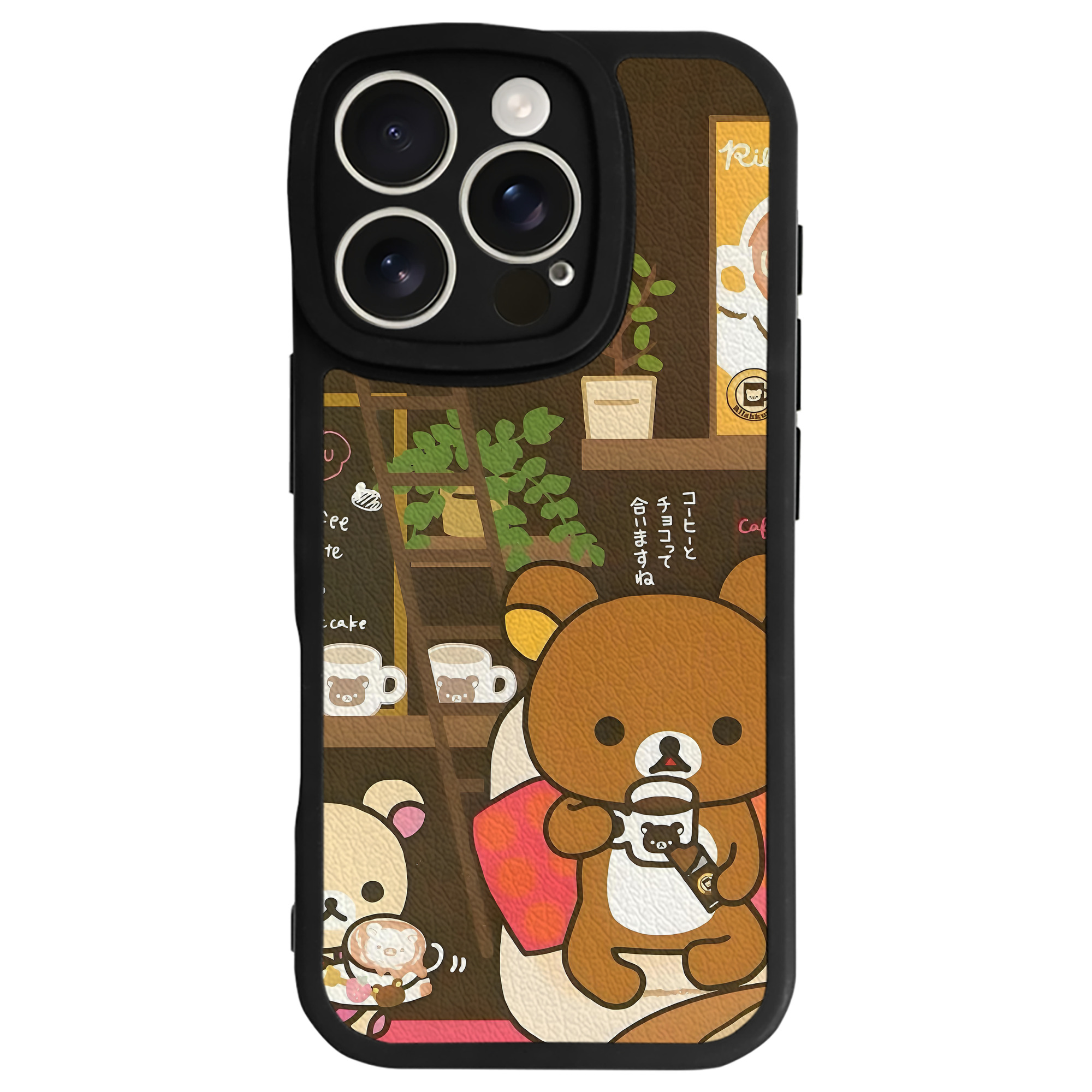 （画像用） リラックマ リラックマ キイロイトリ Rilakkuma Korilakkuma Kiiroitori 【iPhone 16シリーズ対応】シリコンスマホケース（レザー調） 材質：シリコン